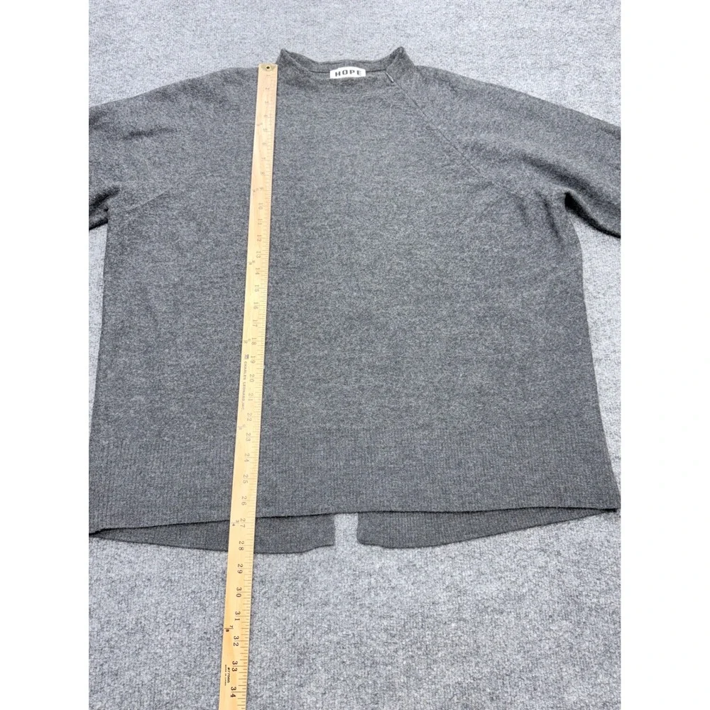 HOPE Stockholm Mens‎ Large Grey 100% Wool Echo Sweater Mock Neck Split Back 50